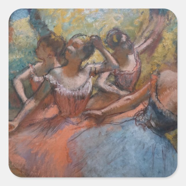 Sticker Carré Quatre danseurs de ballet sur scène par degrés (Devant)