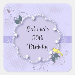Sticker Carré Quatre-vingtième texte de la fête d'anniversaire