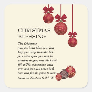Sticker Carré QUE LE SEIGNEUR VOUS BÉNISSE   Noël Baubles vacanc