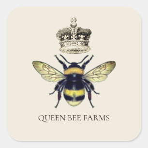 Sticker Carré Queen Bee Crown Apiary Beekeeper Farm Honey Squale