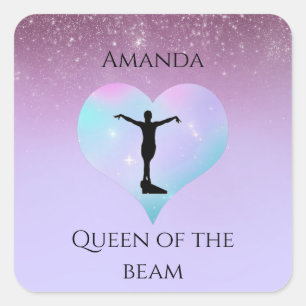 Sticker Carré Queen Of The Beam Gymnastique Purple Ombre Parties