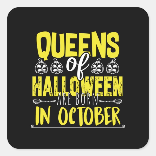 Sticker Carré Queens Of Halloween -Witches-Halloween-Cute (Devant)