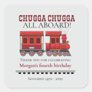 Sticker Carré Quel âge Anniversaire Fête mignonne Red Western Tr