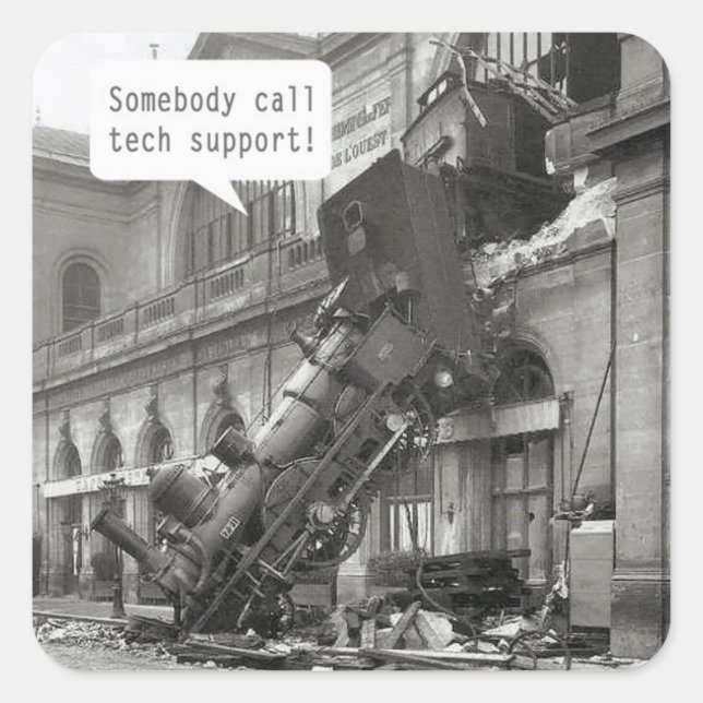 Sticker Carré Quelqu'un appelle l'épave du train de soutien tech (Devant)