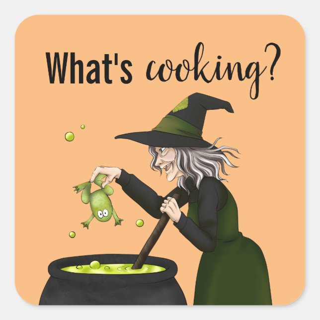 Sticker Carré Qu'est-ce que la sorcière Cuisine (Devant)