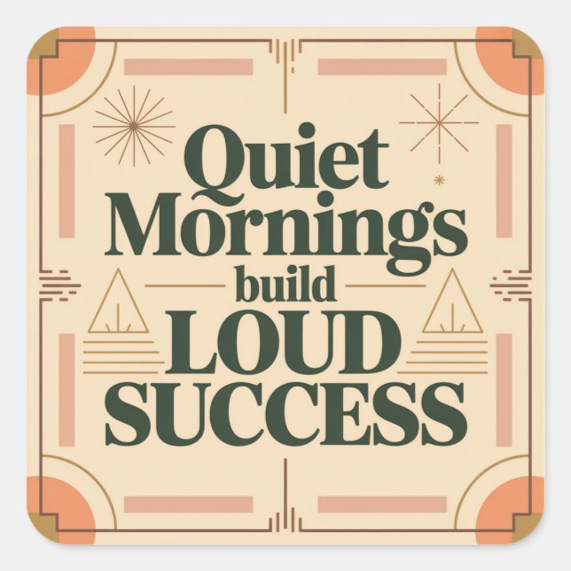 Sticker Carré Quiet Mornings Build Loud Success (Devant)