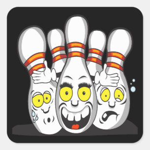 Sticker Carré Quilles de bowling ravies, noires