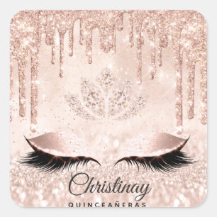 Sticker Carré Quinceañeras Sweet 16e 15e Parties scintillant d'é