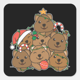 Sticker Carré Qukka Christmas Tree Funny Animal Christmas