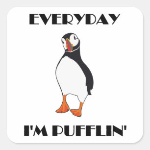 Sticker Carré Quotidien je suis oiseau de macareux de Pufflin