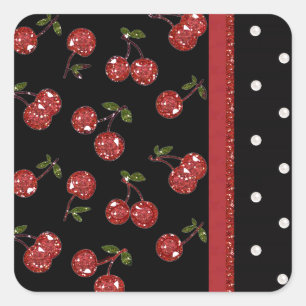 Sticker Carré RAB Rockabilly Très Cerises Noires