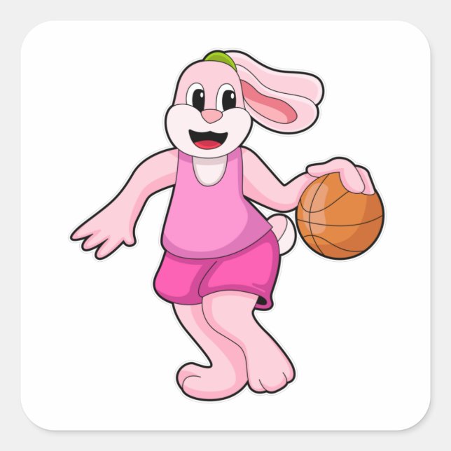 Sticker Carré Rabbit à Basketball Sports (Devant)