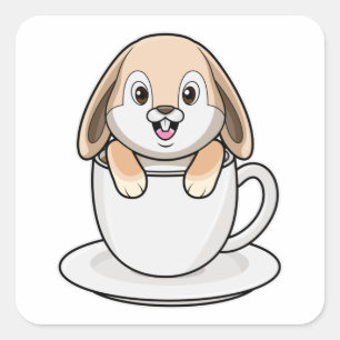 Sticker Carré Rabbit avec café