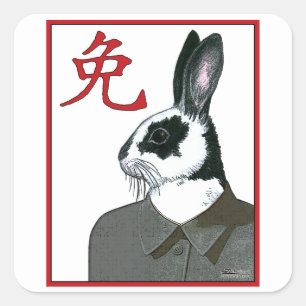 Sticker Carré Rabbit de fête