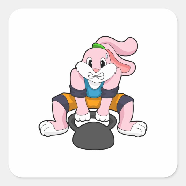 Sticker Carré Rabbit en forme avec Dumbbell.PNG (Devant)