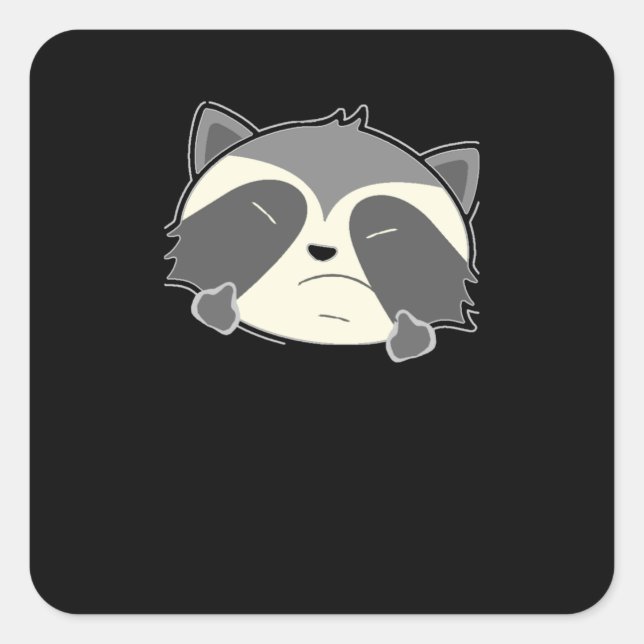 Sticker Carré Raccoon moyen doigt (Devant)