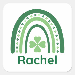Sticker Carré Rachel Nom Clover Boho Rainbow