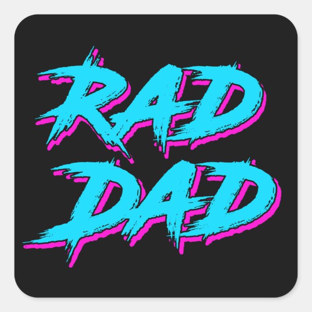 Sticker Carré Rad Papa Retro 80's (Devant)