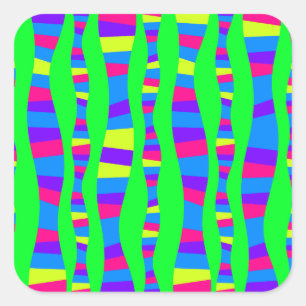 Sticker Carré Radio Neon Colors Rétro Modern Pattern Psychedelic