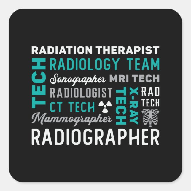 Sticker Carré Radiologie Technicien Radiothérapie Xray Tech (Devant)