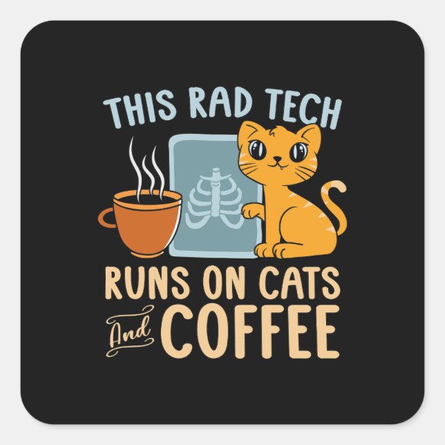 Sticker Carré Radiologue Fonctionne Sur Les Chats Et Café Radiol (Devant)