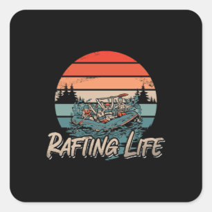 Sticker Carré Rafting Life Retro Kayak Paddle canoë-kayak
