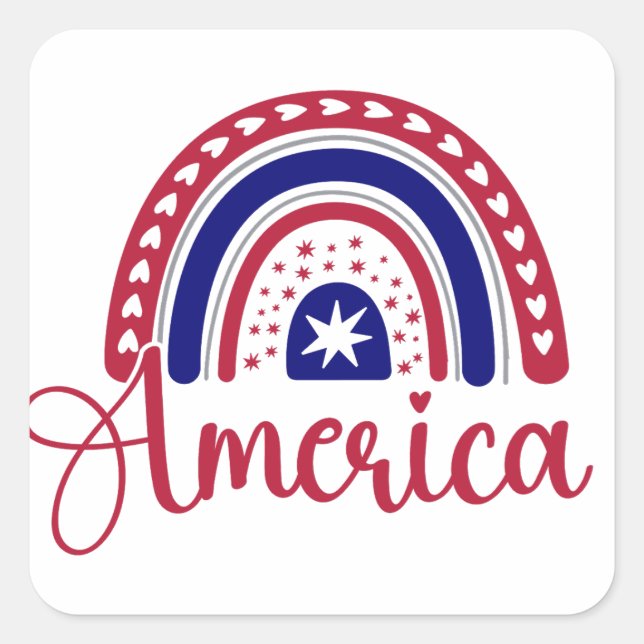 Sticker Carré Rainbow America (Devant)