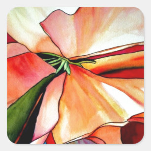 Sticker Carré Rainbow Begonia flower watercolour original