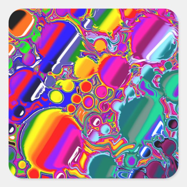 Sticker Carré Rainbow Blast Art Abstrait (Devant)