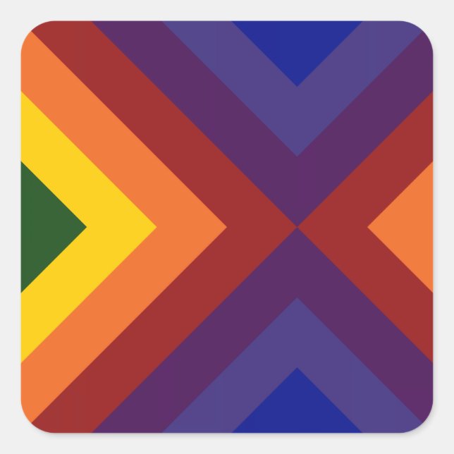 Sticker Carré Rainbow Chevrons (Devant)