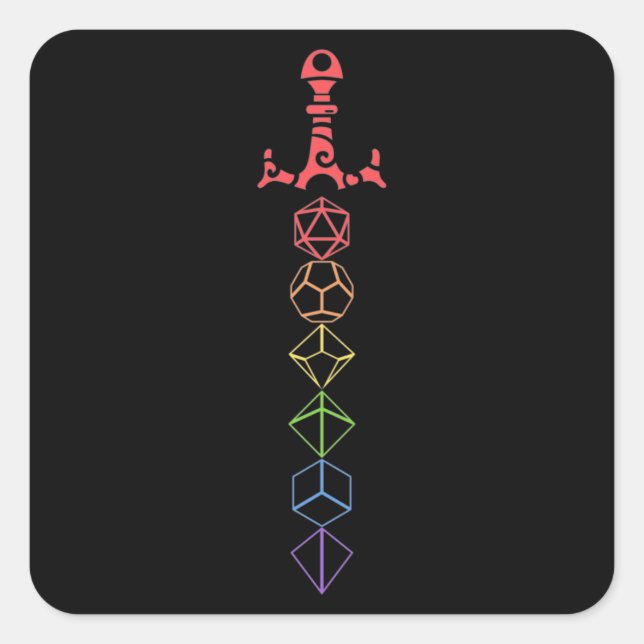 Sticker Carré Rainbow Dice Sword Tablett RPG Jeu (Devant)