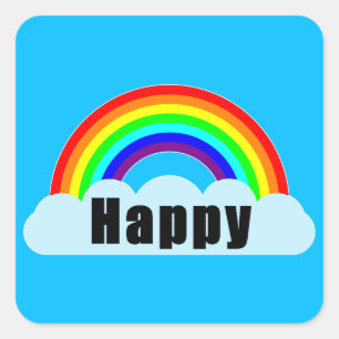 Sticker Carré RAINBOW - Heureux