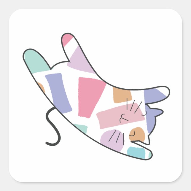 Sticker Carré Rainbow Kitty (Devant)
