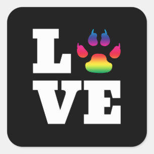 Sticker Carré Rainbow paw