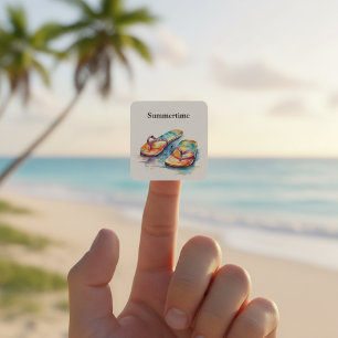 Sticker Carré Rainbow Reef Flip Flops, personnalisées