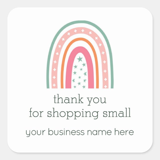 Sticker Carré Rainbow Small Business Merci (Devant)