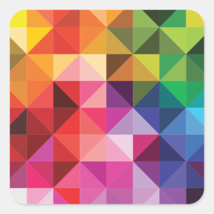 Sticker Carré Rainbow Triangles géométrique moderne