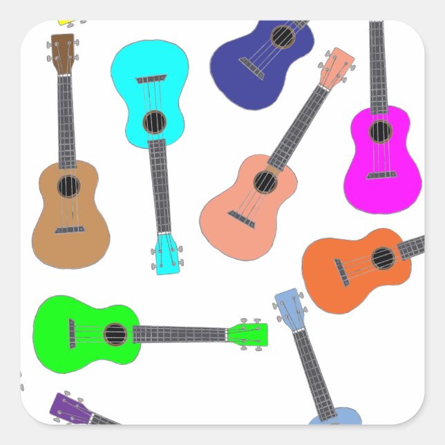 Sticker Carré Rainbow Ukulele (Devant)
