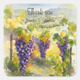 Sticker Carré Raisins de vigne rustique Citrons Italie Mariage