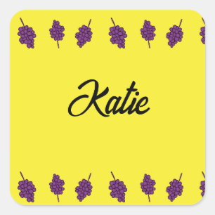 Sticker Carré Raisins pourpres personnalisés jaune