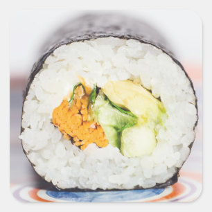 Sticker Carré Râle de sushi Poisson et riz