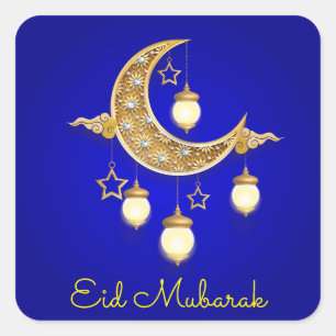 Sticker Carré Ramadan bleu Kareem - Aïd Moubarak