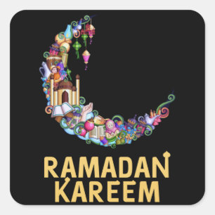 Sticker Carré Ramadan Kareem Moubarak Lune de jeûne