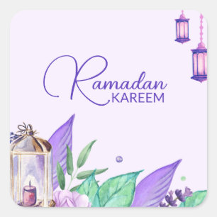 Sticker Carré Ramazan Lanterne aquarelle Ramadan Kareem