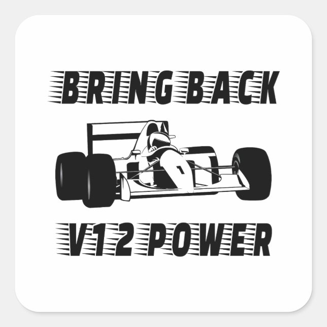 Sticker Carré Ramenez la Silhouette de voiture de course V12 (Devant)