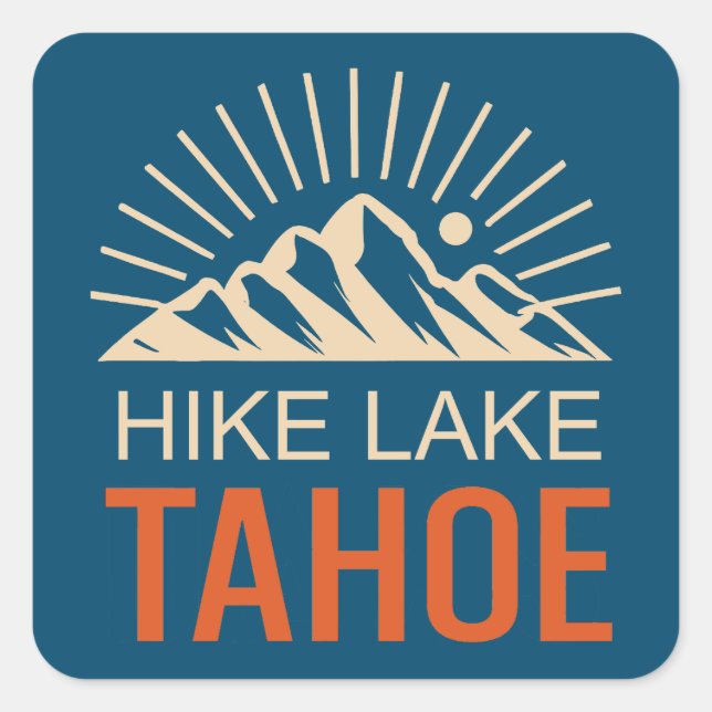 Sticker Carré Randonnée Lake Tahoe Sunburst (Devant)
