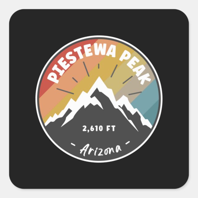 Sticker Carré Randonnée Piestewa Peak Arizona (Devant)