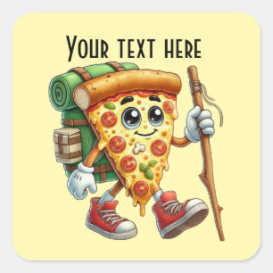 Sticker Carré randonnée pizza cool