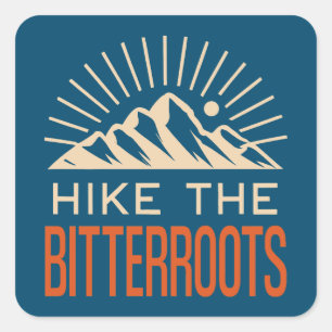 Sticker Carré Randonner Les Bitterroots Idaho Montana Sunburst