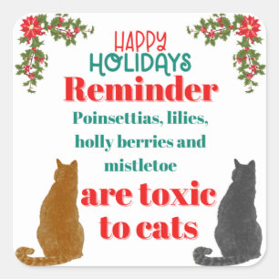 Sticker Carré Rappel de Noël pour les amoureux des chats 